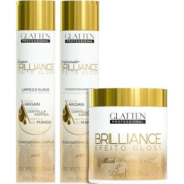 Imagem de Glatten Brilliance - Kit Cronograma Capilar Efeito Gloss Trio (3 Produtos)
