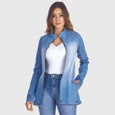 Imagem de Jaqueta Jeans HNO Jeans Blazer Gola Padre New Style Azul-Feminino