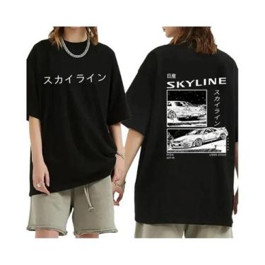 Imagem de Camiseta Oversized De Algodão Anime AE86 R34 Skyline GTR JDM 2024 Moda