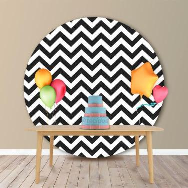 Imagem de Painel Redondo em Jacquard Estampado Chevron Preto, 2,20, 2,20