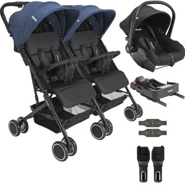 Imagem de Carrinho Kiddo Gemeos Bebe Conforto Colinho Base ISOFIX Mascote Marinho