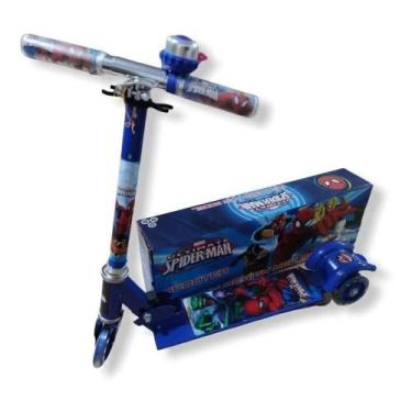 Imagem de Patinete Infantil De Ferro 3 Rodas Homem Aranha - DM TOYS