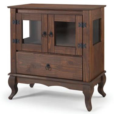 Imagem de Balcão Vitrine 2 Portas 1 Gaveta e Vidro Lateral Tabaco - Pense Dentro