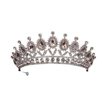 Imagem de Coroa Tiara De Princesa Rainha Em Ouro, Prata E Cristal Com Strass Par