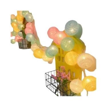 Imagem de Cordão De Luzes De Fada Com 10 Ou 20 LEDs Em Formato De Bola De Algodã