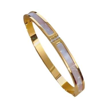 Imagem de Pulseiras De Aço Inoxidável Douradas Para Mulheres, Não Desbotam, Vári