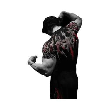 Imagem de Camiseta De Compressão Unissex Com Estampa Gótica Em Metal, Estilo Pun