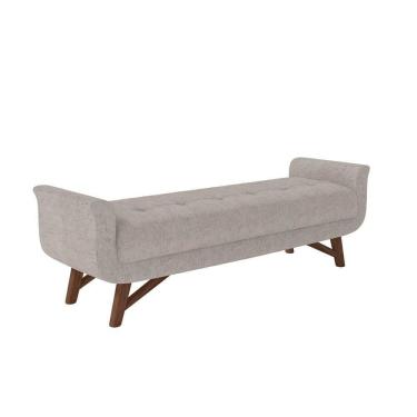 Imagem de Puff Recamier Calçadeira 195cm Base Madeira Neville Z37 Linho Cru - Mpozenato