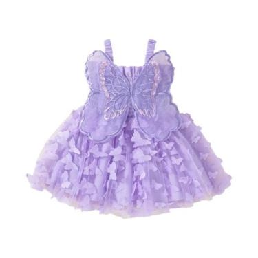 Imagem de Vestido De Verão Para Menina Com Asas De Borboleta Em Tule, Vestido De