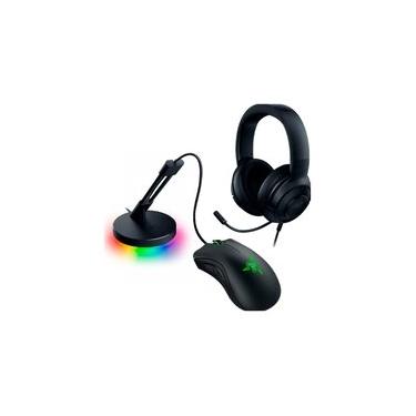 Imagem de Kit Gamer Razer Game on Mouse Deathadder Essential, 6400 DPI + Headset Kraken X Lite + Mouse Bungee V3 Chroma, Preto - RZ85-03850100-B3U1