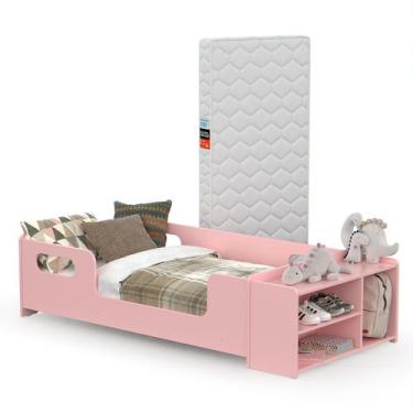 Imagem de Cama Infantil com Colchão Montessoriana Aconchego Rosa com Colchão Pro