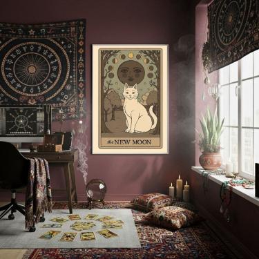 Imagem de Quadro Decorativo Tarot Lua Nova 70x50cm Mold Branca