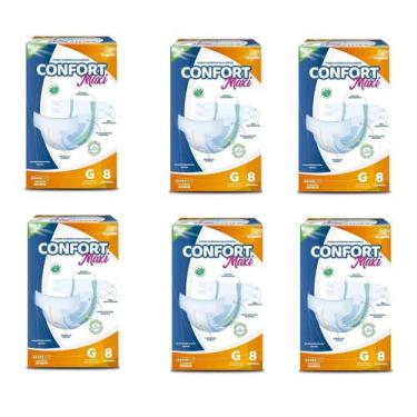 Imagem de Kit 6 Fraldas Geriátricas Confort Maxi G  Incontinência - Maxi Confort