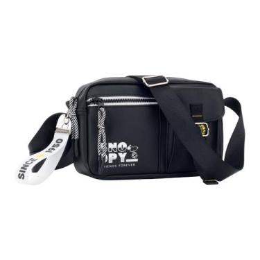 Imagem de Bolsa Transversal Pequena Snoopy Casual Moderna Urbana - Semax, Preto