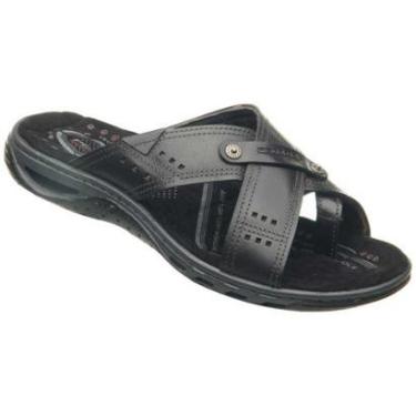 Imagem de Chinelo Masculino Fresh Amortech Couro Preto Pegada 131655-06-Masculino