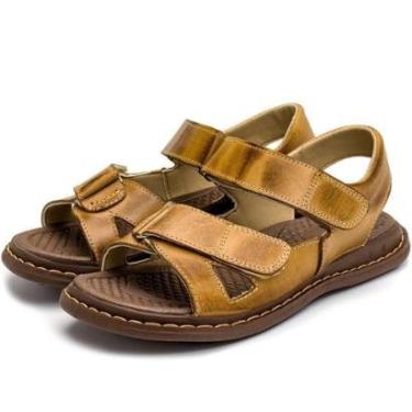 Imagem de Papete Masculina Chinelo Adulto Ortopedico Moto Motoqueiro 100% Couro-Masculino