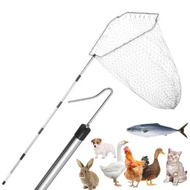 Imagem de TOXYMHO Captador de frango, ajustável de 73,7 cm a 188,0 cm, gancho de perna de frango, adequado para capturar animais ao ar livre como galinhas, patos, arrastão e gansos e pássaros (rede de 39 x 59