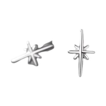 Imagem de Brincos Femininos Prateados Com Mini Estrelas, Joias Fofas E Modernas 