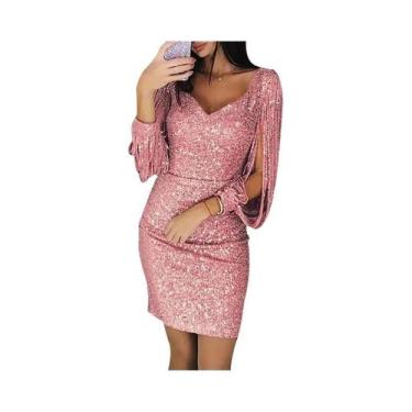 Imagem de Vestidos Mini Elegantes De Manga Longa Com Lantejoulas Para Mulheres, 