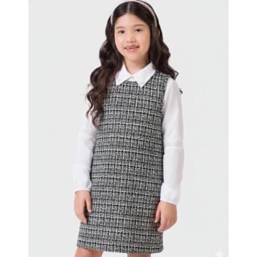 Imagem de Conjunto Camisa Manga Longa Vom Salopée Xadrez Elegante Frio Novo Inverno - Menina 4 a 14 anos-Feminino