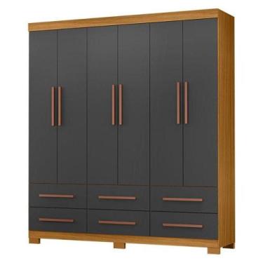 Imagem de Guarda Roupa Casal New Kansas Carvalho Americano Grafite - Incorplac -