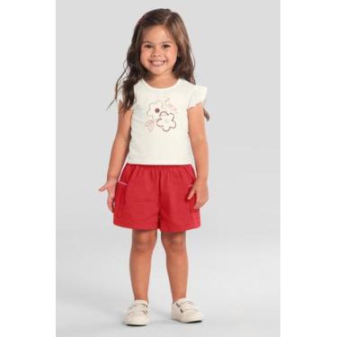 Imagem de Conjunto infantil menina com bordado floral Brandili, 2, Natural
