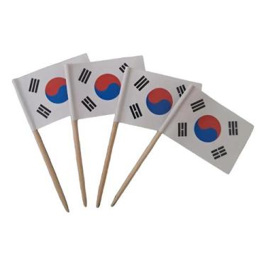 Imagem de Espeto Bandeira Coreia 100un Decora Festa Buffet Restaurante - Orienta