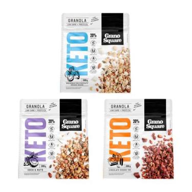Imagem de KIT 3 Granolas GranoSquare Linha KETO 200g