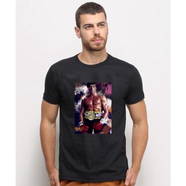 Imagem de Camiseta masculina Preta algodao Rocky Silvester Stallone Pintura