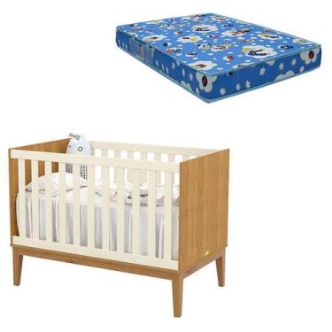 Imagem de Berço Americano Unique Freijó Off White Eco Wood com Colchão Ortobom -