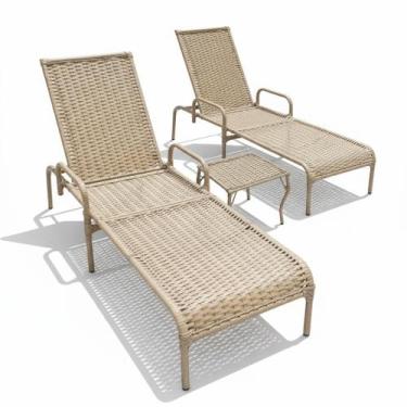 Imagem de Kit 2 Espreguiçadeiras Catar com Regulagem e Mesa de Centro para Pisci