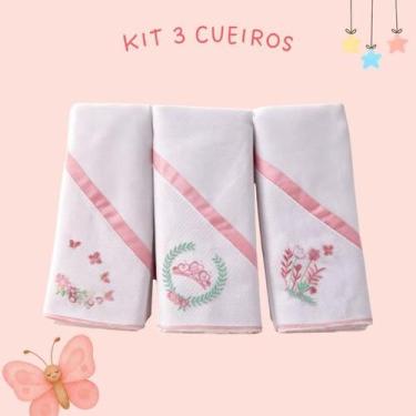 Imagem de Kit Cueiro Flanelado Bordado 3 Peças para Bebê 100% Algodão MODELO:FEM