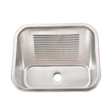 Imagem de Tanque Lavanderia 55 X 45 Com Válvula Aço Inox 201 Especificações:55*4