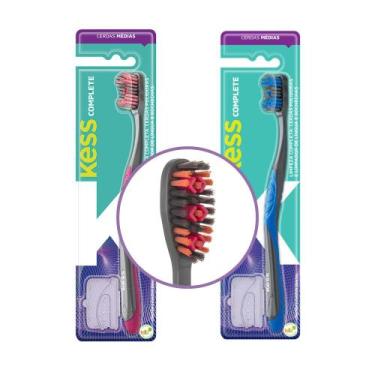 Imagem de Escova de Dente Cerdas Médias Kess Complete com Limpador de Língua e C