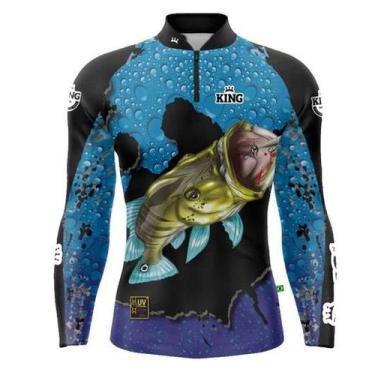 Imagem de Camisa Pesca Camiseta Manga Longa Proteção UV 50 King Brasil, Kff60, E
