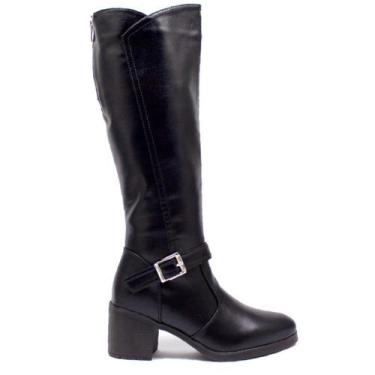 Imagem de Bota Feminina Casual Salto Médio Cano Longo Mooncity 73205, Preto, 38