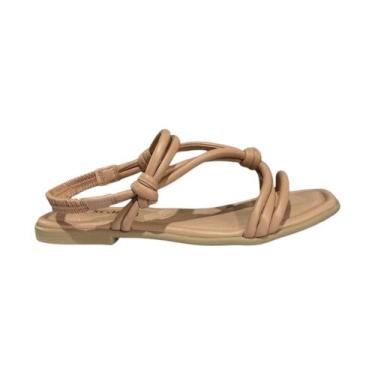 Imagem de Sandália Via Scarpa Tira No Elastico Feminino, Aveia, 38