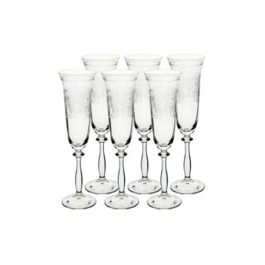 Imagem de Conjunto de 6 Taças Para Champanhe Angela Decorada em Cristal 190ml - 