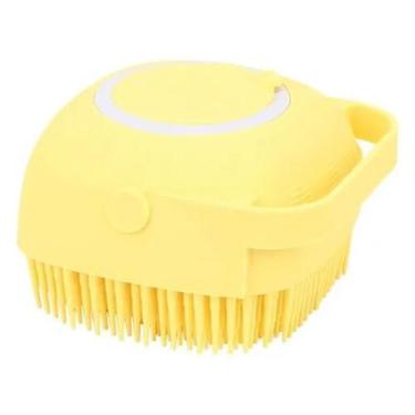 Imagem de Esponja De Silicone Para Banho Massageador Dispenser Sabonete AMARELA 