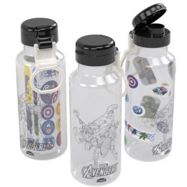 Imagem de Garrafa infantil Fun Avengers com adesivos 600ml Plasutil ref. 16692