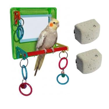 Imagem de Brinquedo Multiplay Diversão c/ Poleiro Espelho Bird Toy + 2 Bloco Min