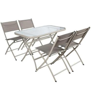 Imagem de Conjunto de Varanda Metal Madri 4 Lugares 5 Peças Taupe Just Home Coll