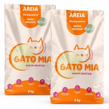 Imagem de Kit 2 Areia Higienica Biodegradavel Gato Mia 2kg Grao Grosso