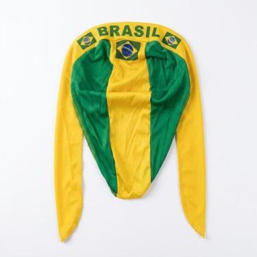 Imagem de Bandana Brasil Tecido Verde Amarelo Copa Torcedor Leve - Senhor Preço