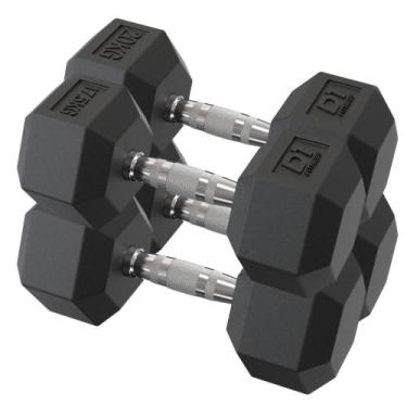 Imagem de Kit Halteres Sextavado Emborrachado Pares de 17,5kg e 20kg - D1Fitness