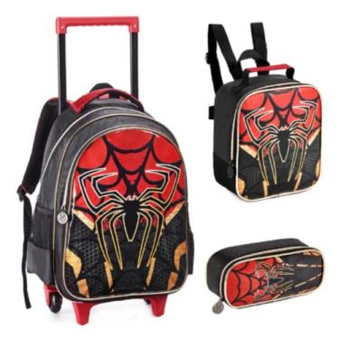 Imagem de Kit mochila menino homem aranha cor preto com vermelho - Zip