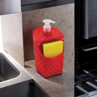 Imagem de Dispenser Porta Detergente e Bucha Rattan Vermelho - MONTE LIBANO