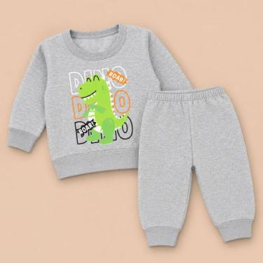 Imagem de Kit 2 Conjuntos de Moletom Quentinho Com 4 Peças Para Bebês Até 12 Mes