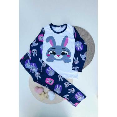 Imagem de Pijama Longo Infantil Coelhinha em Suede Cor:BrancoTamanho:4 - LB PIJA