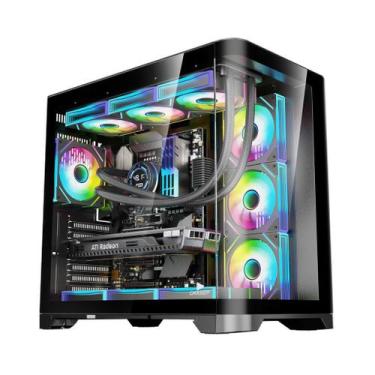 Imagem de Gabinete Gamer Mid Tower com Vidro Temperado Black ATX MATX Sem Fonte 